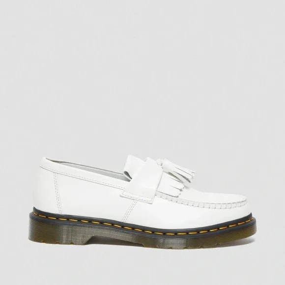 DR MARTENS ADRIAN YELLOW STITCH LEATHER TASSEL LOAFERS WHITE SMOOTH LEATHER - Picture 6 of 8